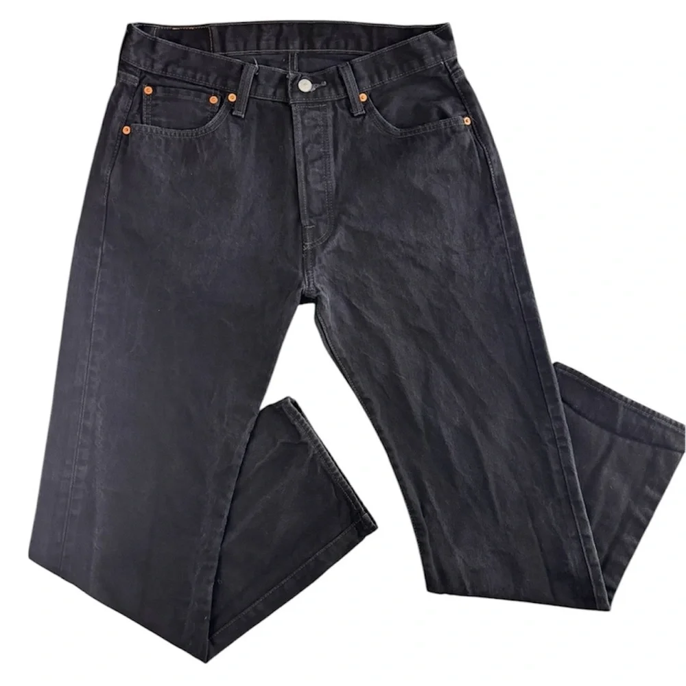 Levi's 501 Men's Black Faded Buttonfly Classic 100% Cotton Straight Jeans‎ 34/32
